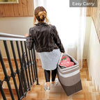 HomeHacks 2-Pack Large Laundry Basket, Waterproof, Freestanding Laundry Hamper, Collapsible Tall Clothes Hamper with Extended Handles for Clothes Toys in the Dorm and Family (Brown, 125L)