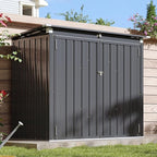 Aoxun 60 CU.FT. Outdoor Storage Shed with Lid Chain for 2 Trash Can & Pneumatic Support Rod Waterproof Trash Can Shed for Patio Lawn Poolside