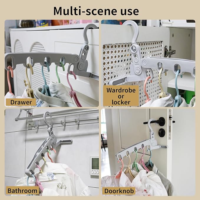 1Pcs Clothes Drying Rack Foldable and 5 Pcs Travel Hangers and 1pcs Organizer Bag,Foldable Design Doesn't take up Much Space, Great Combo for Travel/Hotel/Cruise.