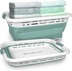 BROOKSTONE 11 GALLON XL 24" Collapsible Laundry Basket & Clothes Hamper, Comfort Non-Slip Handles, Modern Laundry Hamper with Space Saving Design, Portable Pop-Up Hamper, BPA FREE, Mint, 1 Pack