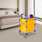 Commercial Laundry Cart with Wheels 220LBS Load Laundry Basket Foldable Laundry Cart with Removable Bag Rolling Laundry Sorter for Home, Hotel, Hospital (Yellow)