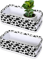 Cow Print Bathroom Basket Foldable Toilet Tank Topper Paper Basket Waterproof Fabric Storage Organizer Bins Decorative Open Storage for Home Closet Containers Cabinet Set of 2