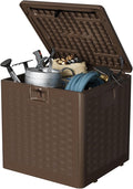 Garvee 28 gal Outdoor Storage Box with Lid, Weather-Resistant Plastic Deck Box, Lockable Outdoor Storage Bin for Patio Furniture, Gardening Tools and Accessories, Brown