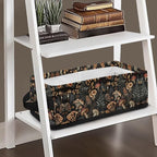 Storage Bins for Organizing Toiletries Foldable Organizer Rectangular Storage Basket for Bathroom Bedroom Office Home Accessories and Decor, Mushroom Leaf Black