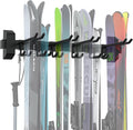 Ski Rack Wall Mount,10 Pairs Ski Holders for Wall with Movable Rubber-Coated Hooks for Garage Storage Organizer System,Snowboard Wall Mount for Garage and Home Shed, Holds Up to 600lbs