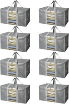 BALEINE 8-Pack Oversized Moving Bags with Reinforced Handles, Heavy-Duty Storage Tote Moving Supplies for Packaging, Camping (Gray w/Window, 8-Pack)
