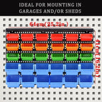 Wall Mounted Storage Bins Parts Rack 4 Colors Garage Plastic Shop Tool Organizer, ABS Plastic Garage Rack, Screw Storage 30 Bins
