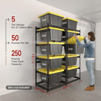 27 Gallon Tote Storage Rack, Heavy-Duty Storage Bin Rack Organizer, 5-Tier Standing Storage Bin Shelves, 250 lb Capacity, Maximize Space for Garage, Warehouse, Utility, 2 Pack Pro(Totes Not Included)