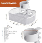 MASTLU Under Desk Organizer,Cup Holder,Table Management Tray, Swivel Pencil Drawer, Office No Drill Steel Organizers,360 Spin Hidden Storage Box with Sturdy C-Clamp,Easy Install (White)