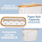 Toilet Paper Storage,Bamboo Organizer Holder With Lid For Bathroom Toilet Paper Towel Storage Basket