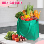12 Pack Heavy Duty Reusable Grocery Bags - Large Shopping Totes Reinforced Handles, Holds 40 lbs, Foldable and Washable (Royal Blue)