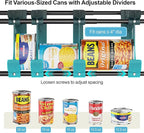 iSPECLE Expandable Can Organizer for Pantry, 2 Pack Large Capacity 120 Cans Can Storage Organizer Pantry Rack, Auto Rolling Dispenser & Stackable Wire Holder for Deep Pantry Shelves, Black
