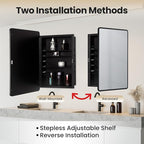 Bathroom Medicine Cabinet with Mirror, 20x30 inch Metal Black Recessed Medicine Cabinet with 3 Adjustable Metal Shelves, Rounded Rectangle Storage Cabinet