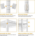 Ulif E7 Heavy Duty Garment Rack, Clothes Organizer and Storage Rack with Expandable Hangers, Metal Clothing Rack with 6 Wire Shelves, (52.3"-72") W x 14.5" D x 71.2" H, Load 838 LBS, White