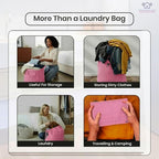 LFH Home Large Premium Cotton Canvas Laundry Bag with Drawstring and Handles Heavy Duty, Multi-Use, Washable for Home, Travel, College or Storage 20x30 (Pack of 4)-Pink