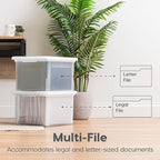 IRIS USA 8 Pack File Box, Plastic File Organizer with Lids for Letter/Legal File, Portable Document Box, Storage Bin with Secure Lid, Pearl 35 Qt.