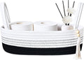 ABenkle Small Storage Basket for Toilet Tank Top - Jute Rope Woven Organizer with Handle, Boho Countertop Bathroom Decor, Toilet Paper Holder, 13x6x4 Inch