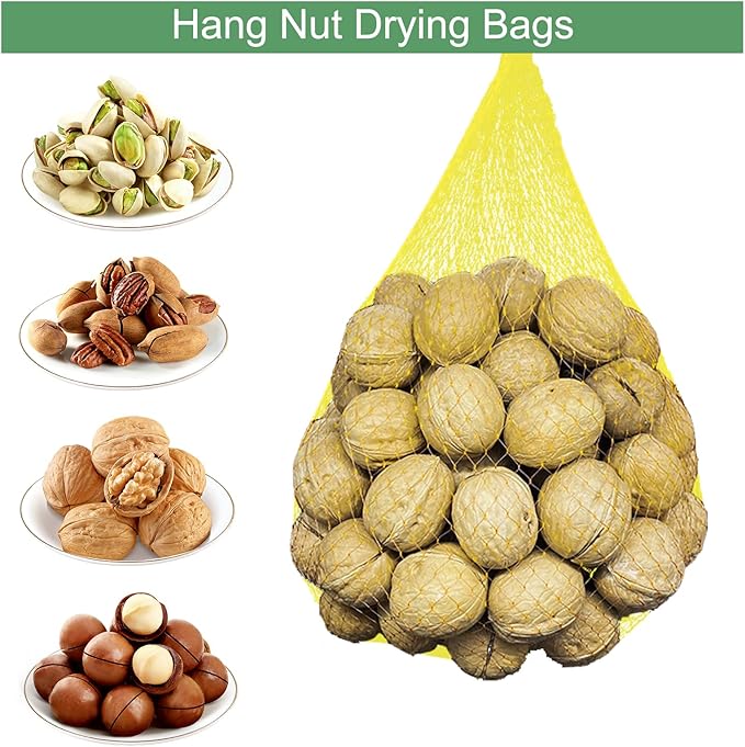 100Pcs Reusable Produce Plastic Mesh Bag,20 Inch Seafood Boil Bags，Kitchen Organizer Produce Packaging Supplies Net，Vegetable and Fruit Seafood Plastic Mesh Strap Storage Bag (Yellow)