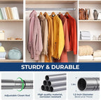 Mavivegue Closet Rod, 17 to 43 Inch Adjustable Closet Rods for Hanging Clothes, Silver Hanging Rod for Closet Wardrobes Laundry RV, Bathroom