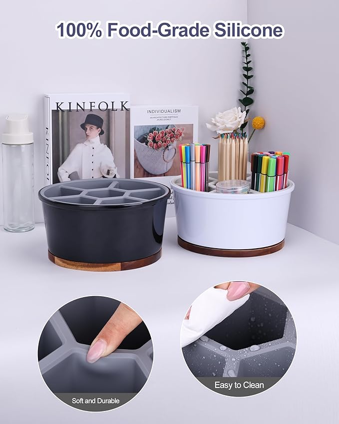 Marker Organizer For 300 Markers, 360° Rotating Art Supply Storage Organizer, Pen Holder For Desk School Home Black