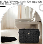 Kathfly Black Toilet Paper Storage Basket with Lid Wicker Woven Bathroom Basket Toilet Paper Holder Holds up to 6 Mega Rolls Woven Organizer for Home Bathroom Kitchen Offices