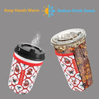 Reusable Neoprene Insulator Sleeve for Iced Coffee & Cold Soda, Coffee Sleeves for Iced & Hot Drinks, Cold Beverage Cooler Compatible with Starbucks, Dunkin (Bow Christmas, Medium: 22-24oz)