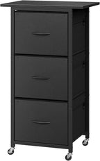 3 Drawer File Cabinet, Vertical Filing Cabinet with Wheels, Printer Stand with Non-Woven Fabric Drawer, Adjustable Hanging Rods, fits A4/Letter Size, for Home Office, Black FCBK5901