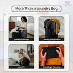 LFH Home Large Premium Cotton Canvas Laundry Bag with Drawstring and Handles Heavy Duty, Multi-Use, and Washable for Home, Travel, College or Storage 24x36 (Pack of 2)-Black