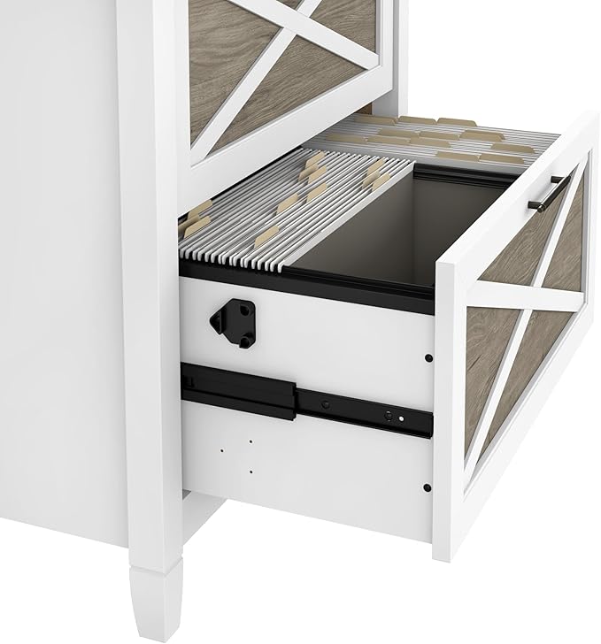 Bush Home Key West 2 Drawer Lateral File Cabinet in Pure White and Shiplap Gray, Document Storage for Home Office, Accent Chest with Drawers