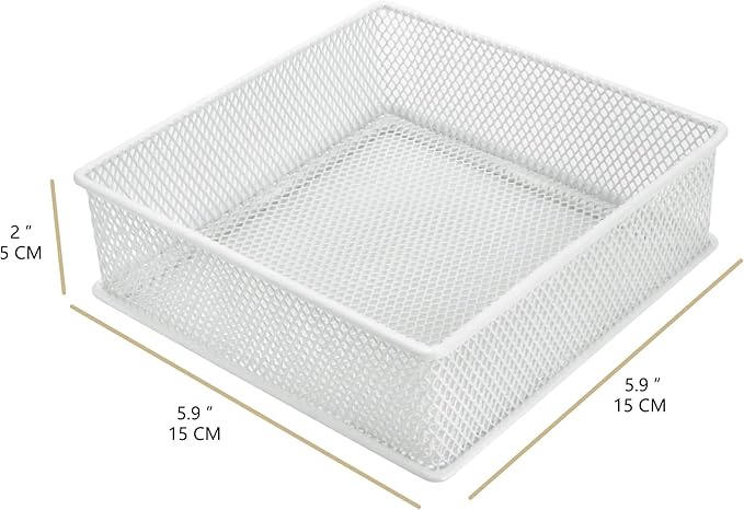 Annova Mesh Stackable Drawer Cabinet and Shelf Organizer Bins Storage Basket School Office Supply Holder Tray- Set of 2 (White, 6x6x2 Inch)