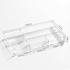 HBlife Acrylic Desk Drawer Organizer Tray with 6 Compartments, Small Clear Office Drawer Organizers and Accessories for Pens, Pencil, Makeup, Desktop, Bathroom and Kitchen, 11.65 x 6.1 x 1.38 Inch