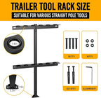 Trailer Tool Rack Shovel Holder - Shovel Rack for Trailer with 6 Tool Holes with Rubber Grommets, Classical Black