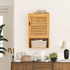 VIAGDO Bathroom Wall Cabinet, Wooden Medicine Cabinet with Single Door and Adjustable Inner Shelf, Bamboo Storage Cabinet Wall Mounted, Over The Toilet Hanging Cupboard, 15.7’’Lx7.8’’Wx23.6’’H