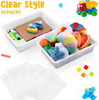 Hoteam 10 Pcs Flat Storage Organizer Tray Bin Letter Size Paper Tray for Classroom Plastic Stackable File Organizer for School Office Teacher Book Organization（ White, 13.78 x 9.84 x 3.15 Inch）