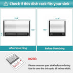 JASIWAY Roll Up Dish Drying Rack, Expandable (12.8"-23.8" D x 12.8" W) Stainless Steel Portable Over The Sink Dish Drainer for Kitchen Sink Counter, Foldable Sink Cover with Removable Utensil Holder