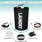 StorageRight 115L Large Laundry Basket, Laundry Hamper, Dirty Clothes Hamper for Laundry, Collapsible, Waterproof Laundry Baskets with Foam Protected Aluminum Handles for Laundry, Dorm, Family (Black)