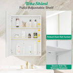TokeShimi 40 x 32 Medicine Cabinet Mirror for Bathroom, Assembly Required, Recessed Medicine Cabinet with Mirror, Aluminum Frame, DTC Hinge, Stepless Adjustable Shelves
