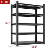 Heavy Duty Shelving 5-Tier, Garage Shelving Unit (72" H X 40" W X 18" D) Adjustable Black Metal Storage Shelves, Ideal for Garage, Basement, Pantry & Warehouse, Black, 3000LBS Capacity
