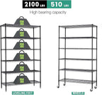 PayLessHere | 6-Tier Wire Shelf with Wheels | 48"x18"x82" | Black | Adjustable Racks | Heavy-Duty Storage Shelves, Holds Upto 510 lbs | Rust-Resistant, No-Tool Assembly | for Home, Garage Shelving