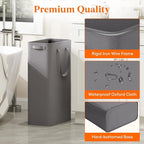 Lifewit 2 Pack Slim Laundry Hamper, Collapsible Narrow Laundry Basket, Small Tall Dirty Clothes Hampers with Handles for Bathroom Bedroom College Dorm, Grey, 65L