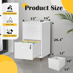 2 Drawer File Cabinet with Lock，White Rolling File Cabinet for Home Office, Metal Small Mobile Filing Cabinets on Wheels for Hanging Letter