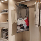 ALYER Breathable Mesh Laundry Hamper,Foldable Hanging Closet Storage Basket,Portable Space Saving Dirty Clothes Bag (Black)