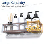 YASONIC Shower Caddy Adhesive, No Drill Bathroom Shower Organizers, with Removable Hooks, Rust Proof Shower Shelves, Wall-Mounted Shower Holder, 2 Pack Bronze