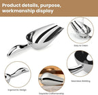 304 Stainless Steel Ice Scoop - 8oz Heavy Duty Ice Shovel for Freezer & Ice Maker, Commercial Scooper for Kitchen, Bar, Party Ice Bucket (Sleek Silver)