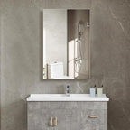 Medicine Cabinet Mirror with Storage, 16x26 inch Aluminum Bathroom Cabinet, Assembly Needed, Surface Mount or Recessed Wall Cabinet with Adjustable Glass Shelves for Bathroom Bedroom