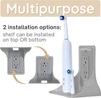 BeraTek Power Perch Wall Outlet Shelf | Declutter & Reclaim Counter Space | Bedroom & Bathroom Organizing Shelves | Alexa Echo Dot Holder, Router Shelf, Holds Electric Toothbrush | Gray, 1-Pack