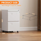 SUXXAN 2 Drawers Mobile File Cabinet, Metal Under Desk Cabinet with Lock, for Office Home, Legal/Letter Size, W14.57”x D17.36”x H25.79”, Assembly Required