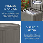 Suncast 2 Pack 22 Gallon Indoor or Outdoor Backyard Patio Small Storage Deck Box with Attractive Bench Seat and Reinforced Lid, Stone Gray