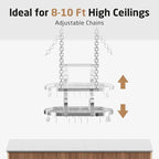 KES 34 Inch Heavy Duty Chrome Hanging Pot Rack Ceiling Mount, Oval Pot and Pan Hanging Rack, Pan Hanger for Kitchen Storage Organizer with 20 S Hooks (For 16" and 24" Ceiling Joist), KUR221S85-CH