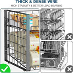 JKsmart 2-Tier Stackable Rack Organizer for Pantry, Adjustable Dispenser Holds Up to 120 Cans, Storage Holder for Various Ounces of Canned Drinks, Black, 4 Pack